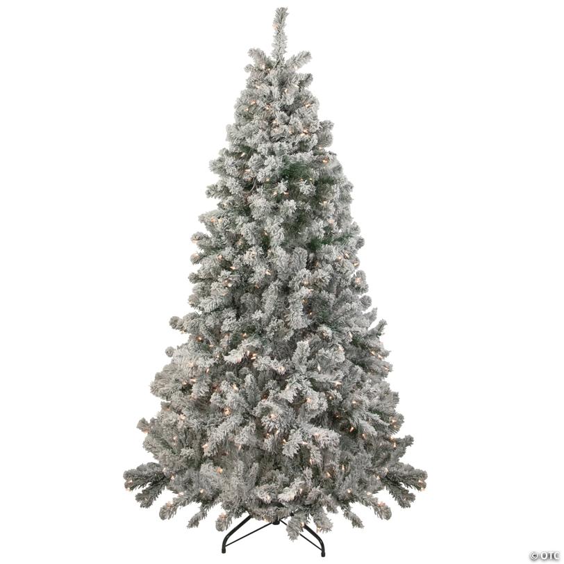 Northlight 6.5' Pre-Lit Flocked Madison Pine Medium Artificial Christmas Tree  Clear Lights
