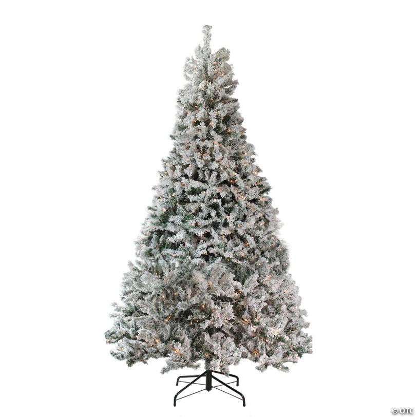 Northlight 6.5' Pre-Lit Flocked Pine Medium Artificial Christmas Tree - Clear Lights