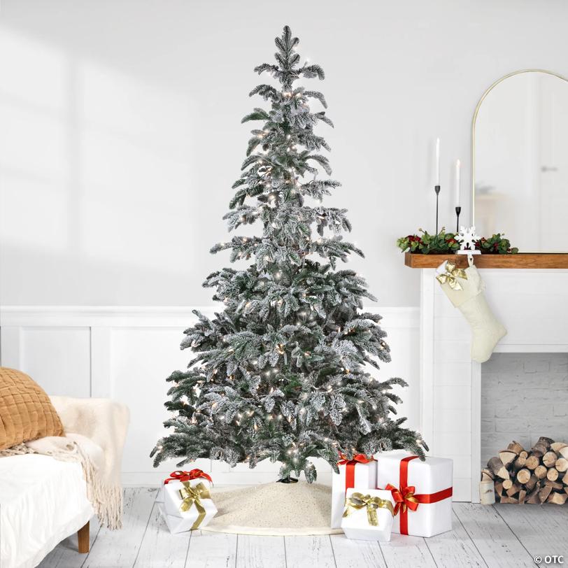 Northlight 6.5' Pre-Lit Full Flocked Whistler Noble Fir Artificial Christmas Tree - Clear Lights
