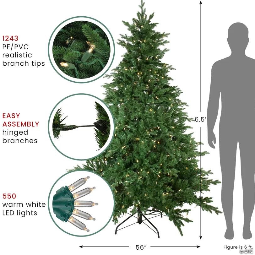 Northlight 6.5' Pre-Lit Full Minnesota Balsam Fir Artificial Christmas Tree - Clear LED Lights
