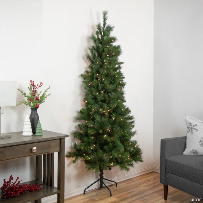 Northlight 6.5' Pre-Lit Medium Beaver Pine Artificial Christmas Wall Tree  Clear Lights