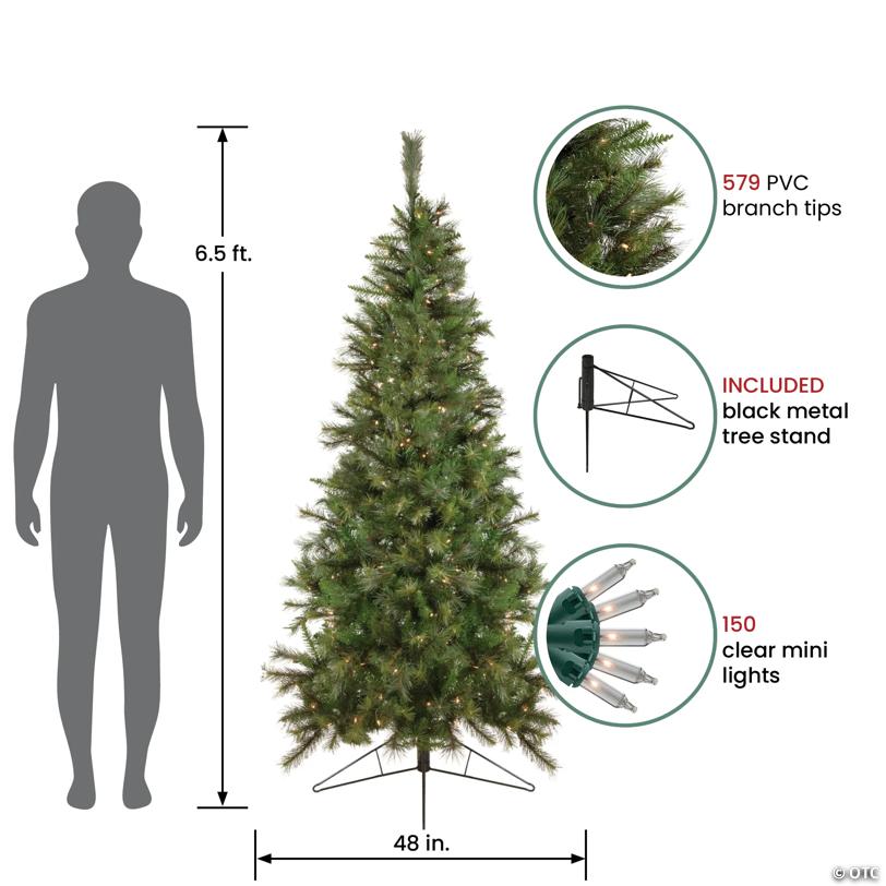 Northlight 6.5' Pre-Lit Medium Canyon Pine Artificial Christmas Wall Tree  Clear Lights