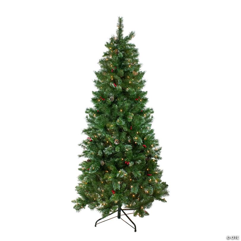 Northlight 6.5' Pre-Lit Medium Mixed Pine and Iridescent Glitter Artificial Christmas Tree - Clear Lights