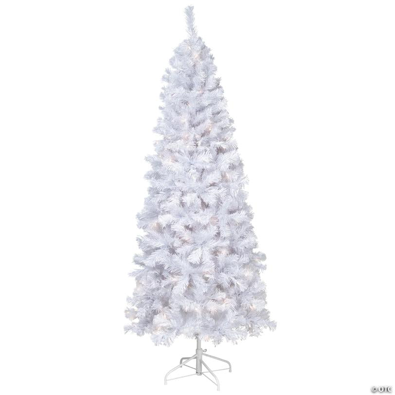 Northlight 6.5' Pre-Lit Pencil White Winston Pine Artificial Christmas Tree - Clear Lights