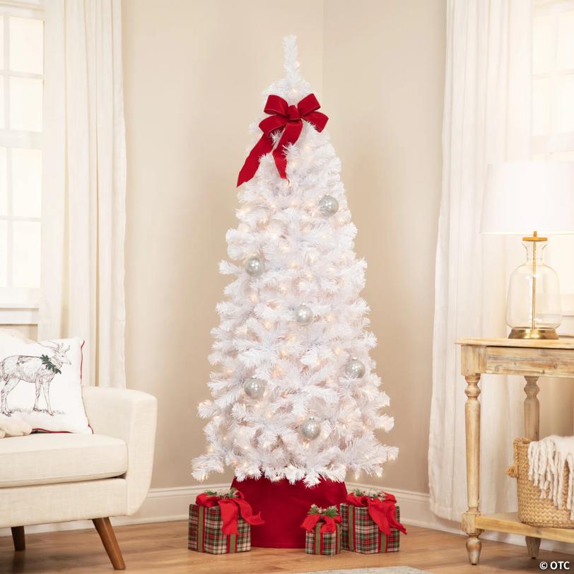 Northlight 6.5' Pre-Lit Pencil White Winston Pine Artificial Christmas Tree - Clear Lights