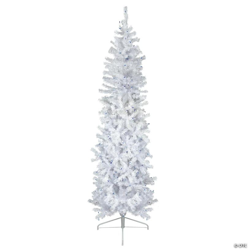 Northlight 6.5' Pre-Lit Woodbury White Pine Pencil Artificial Christmas Tree  Blue Lights
