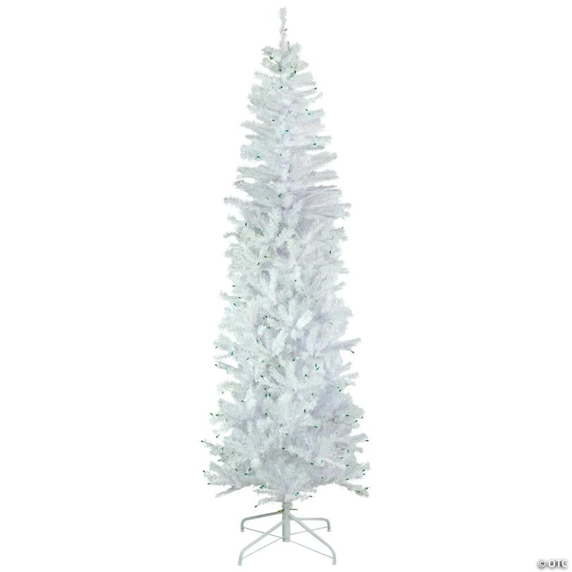 Northlight 6.5' Pre-Lit Woodbury White Pine Pencil Artificial Christmas Tree  Green Lights