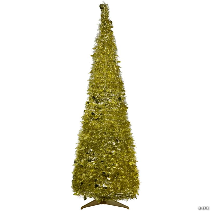 Northlight 6' Gold Tinsel Pop-Up Artificial Christmas Tree  Unlit