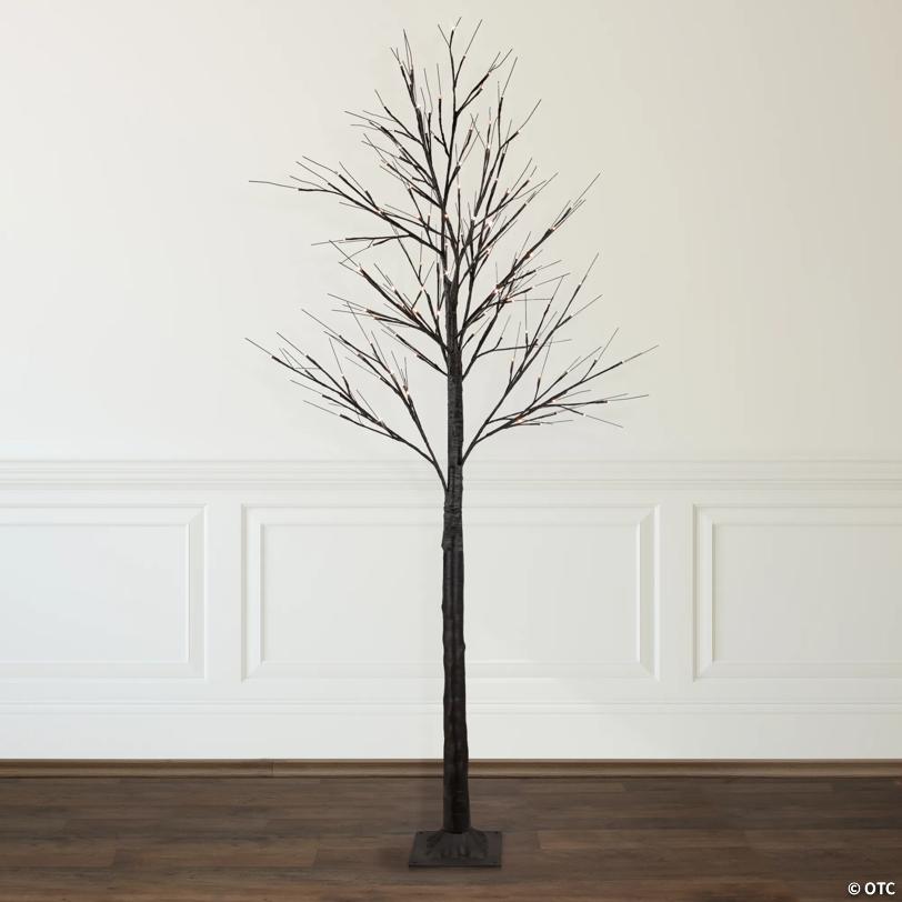 Northlight 6' LED Lighted Black Christmas Twig Tree - Warm White Lights