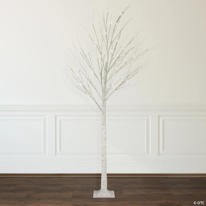 Northlight 6' LED Lighted White Christmas Twig Tree - Warm White Lights
