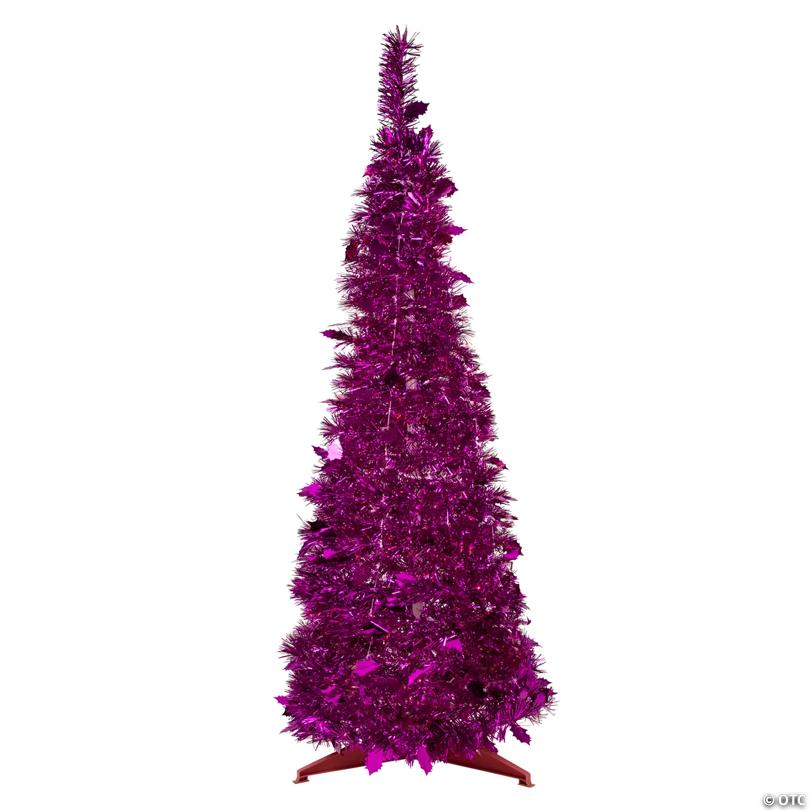Northlight 6' Pink Tinsel Pop-Up Artificial Christmas Tree  Unlit
