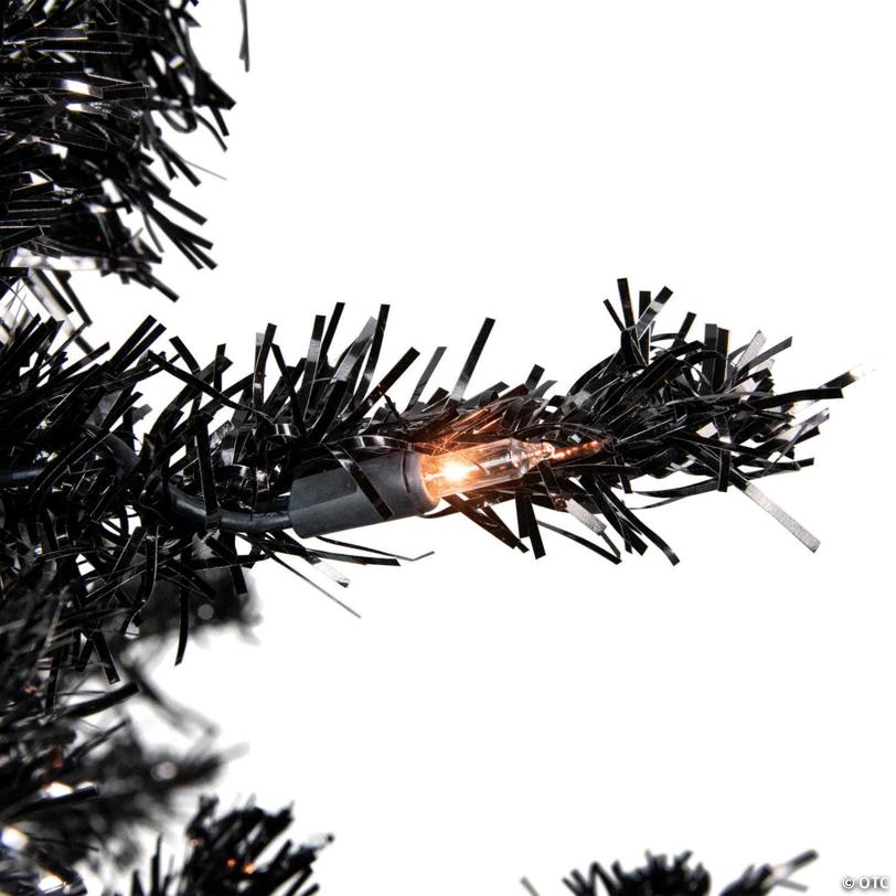 Northlight 6' Pre-Lit Black Artificial Tinsel Christmas Tree  Clear Lights