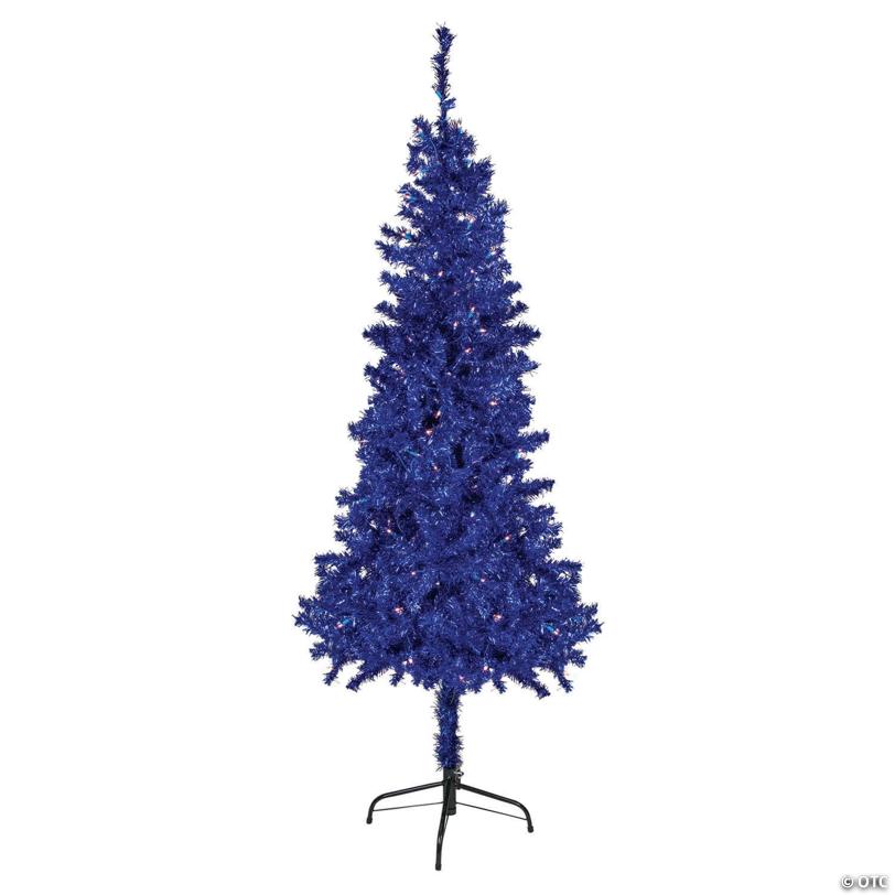Northlight 6' Pre-Lit Blue Artificial Tinsel Christmas Tree  Clear Lights