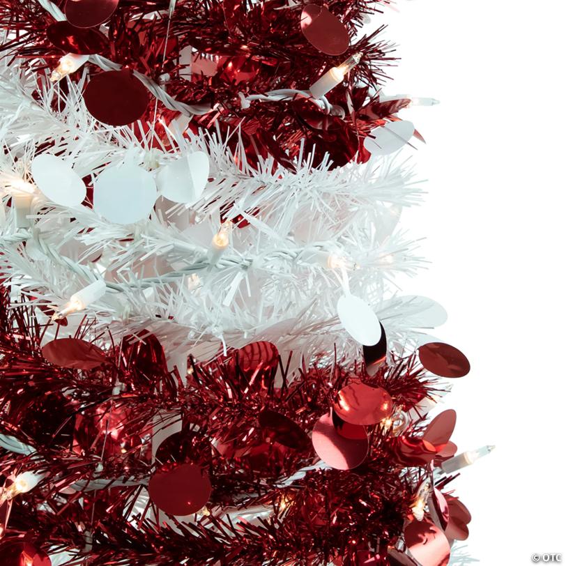 Northlight 6' Pre-Lit Candy Cane Pop-Up Artificial Christmas Tree  Clear Lights