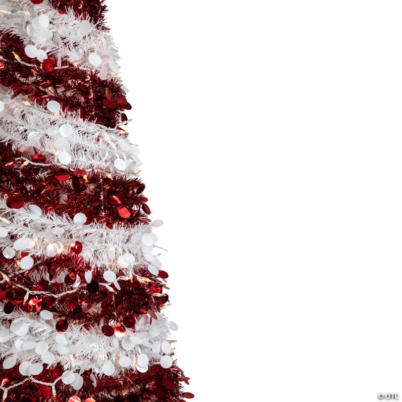 Northlight 6' Pre-Lit Candy Cane Pop-Up Artificial Christmas Tree  Clear Lights