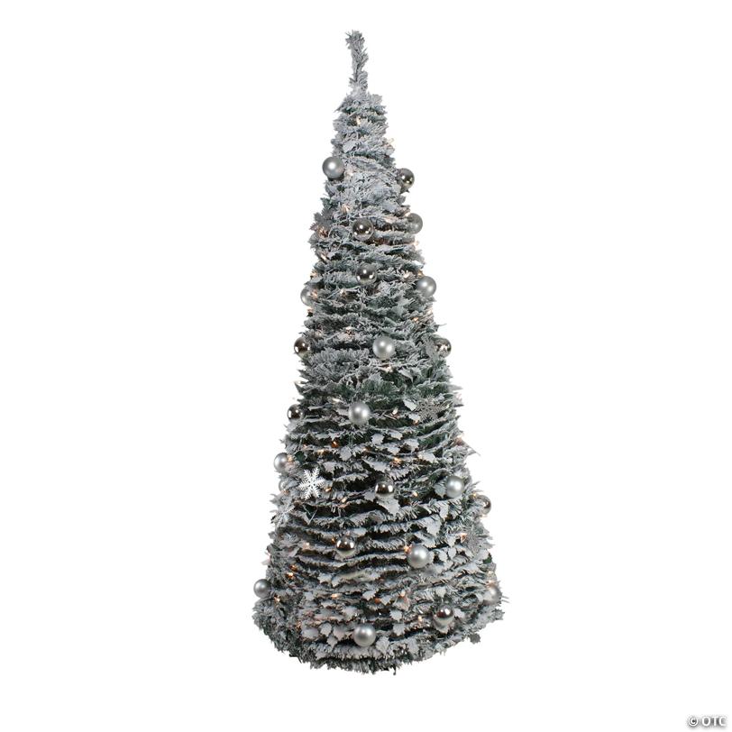 Northlight 6' Pre-Lit Flocked Pre-Decorated Pop-Up Artificial Christmas Tree