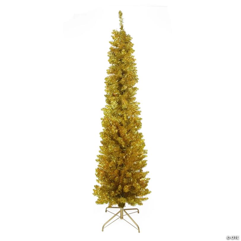 Northlight 6' Pre-Lit Gold Pencil Artificial Christmas Tree - Clear Lights
