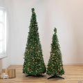 Northlight 6' Pre-Lit Green Holly Leaf Pop-Up Artificial Christmas Tree - Clear Lights