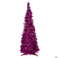 Northlight 6' Pre-Lit Pink Tinsel Pop-Up Artificial Christmas Tree  Clear Lights