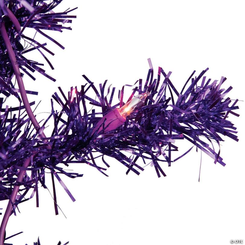 Northlight 6' Pre-Lit Purple Artificial Tinsel Christmas Tree  Clear Lights