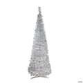 Northlight 6' Pre-Lit Silver Tinsel Pop-Up Artificial Christmas Tree - Clear Lights