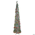 Northlight 6' Pre-Lit Silver Tinsel Pop-Up Artificial Christmas Tree - Warm White LED Lights