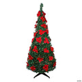 Northlight 6' Pre-Lit Slim Pre-Decorated Poinsettia Pop-Up Artificial Christmas Tree