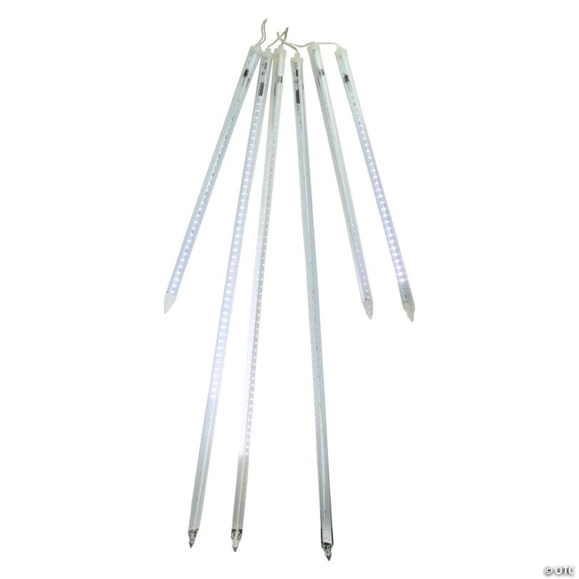 Northlight 6 White LED Dripping Icicle Snowfall Christmas Light Tubes - 21 ft Clear Wire
