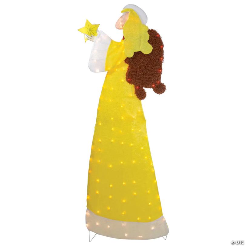 Northlight 72" Lighted 2D Yellow Chenille Angel Outdoor Christmas Decoration