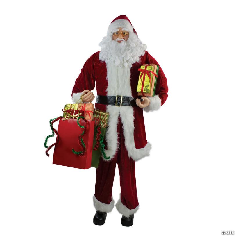 Northlight 72" Red and White Santa Claus with Shopping Bags Christmas Figure