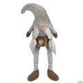 Northlight 7.5" Gray and Beige Sitting Girl Christmas Gnome Figure with Braids
