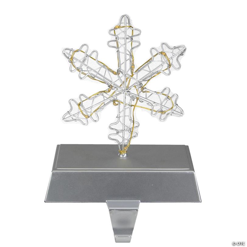Northlight 7.5" LED Lighted Silver Wired Snowflake Christmas Stocking Holder