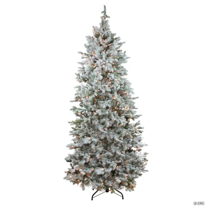 Northlight 7.5' Pre-Lit Flocked Slim Colorado Spruce Artificial Christmas Tree - Clear Dura-Lit Lights