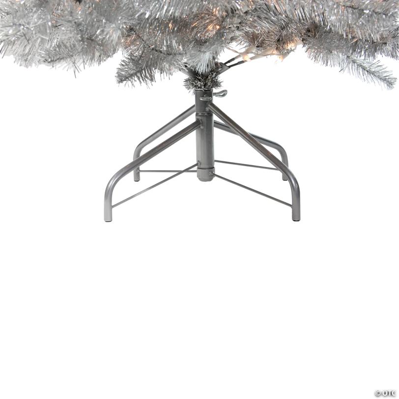 Northlight 7.5' Pre-Lit Full Metallic Tinsel Artificial Christmas Tree - Clear Lights