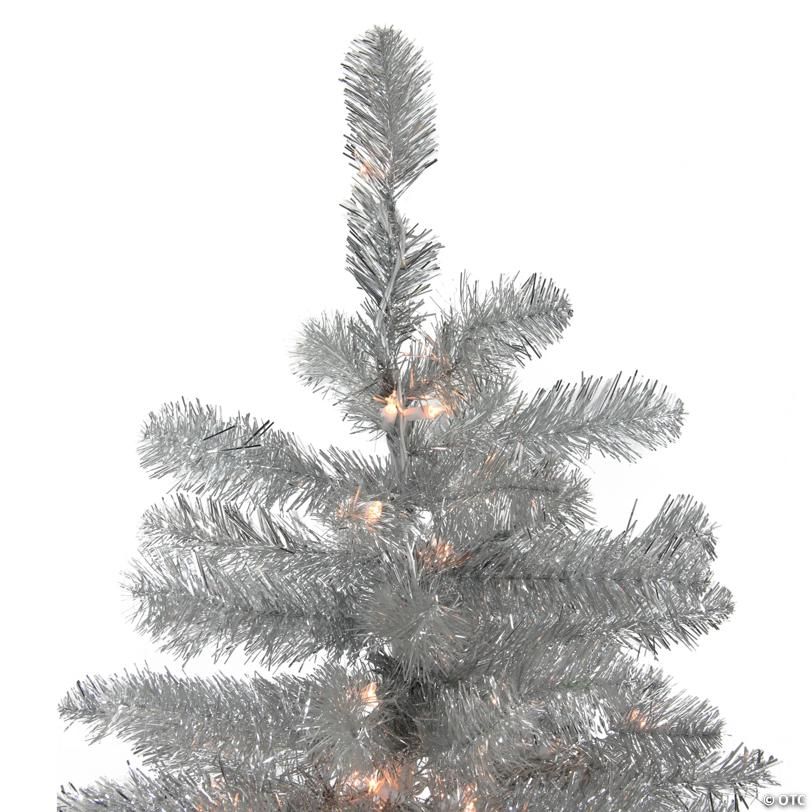Northlight 7.5' Pre-Lit Full Metallic Tinsel Artificial Christmas Tree - Clear Lights