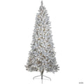 Northlight 7.5' Pre-Lit Slim Flocked Pine Artificial Christmas Tree - Warm White LED Lights