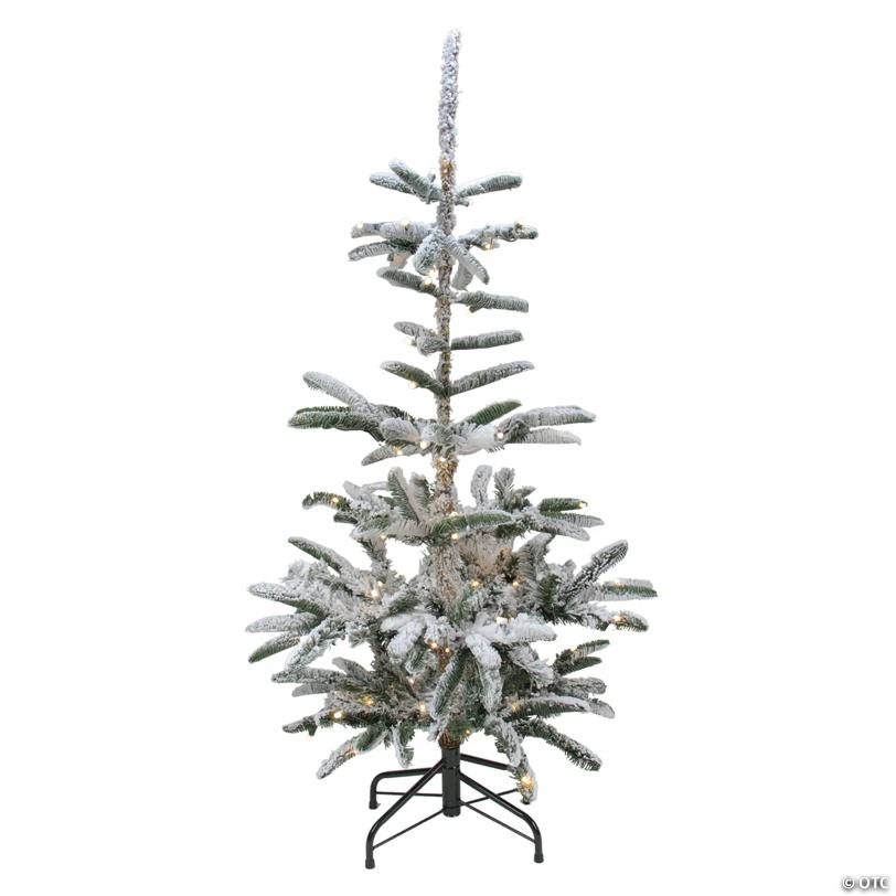 Northlight 7.5' Pre-Lit Slim Nordmann Fir Flocked Artificial Christmas Tree - Warm Clear LED Lights