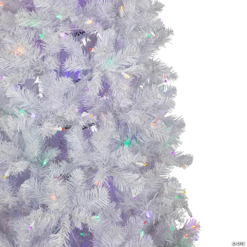 Northlight 7.5' Pre-Lit White Winston Pine Artificial Christmas Tree - Multi LED Lights