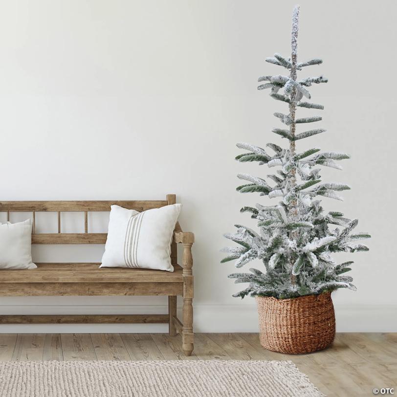Northlight 7.5' Slim Flocked Nordmann Fir Artificial Christmas Tree - Unlit