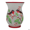 Northlight 8-Inch Hand Painted Finches and Pine Flameless Glass Candle Holder