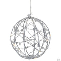Northlight 8" LED Pre-Lit Silver Christmas Hanging Ball Decoration - Warm White Lights