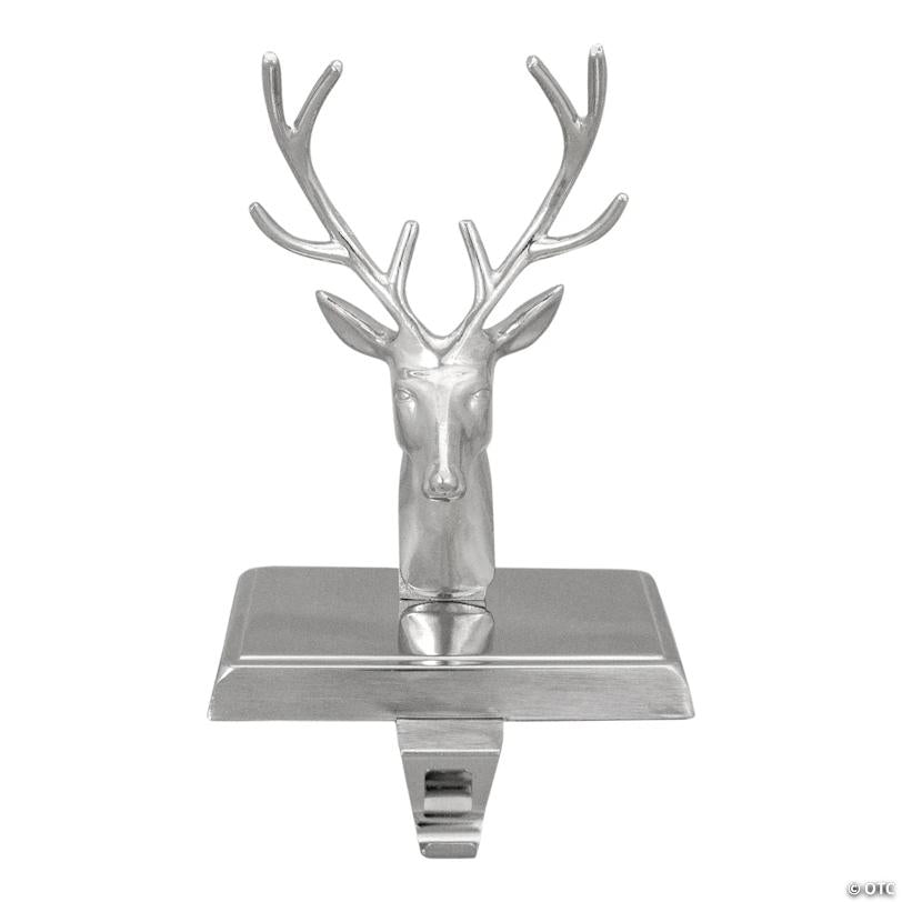 Northlight 8" Shiny Silver Deer Head Christmas Stocking Holder