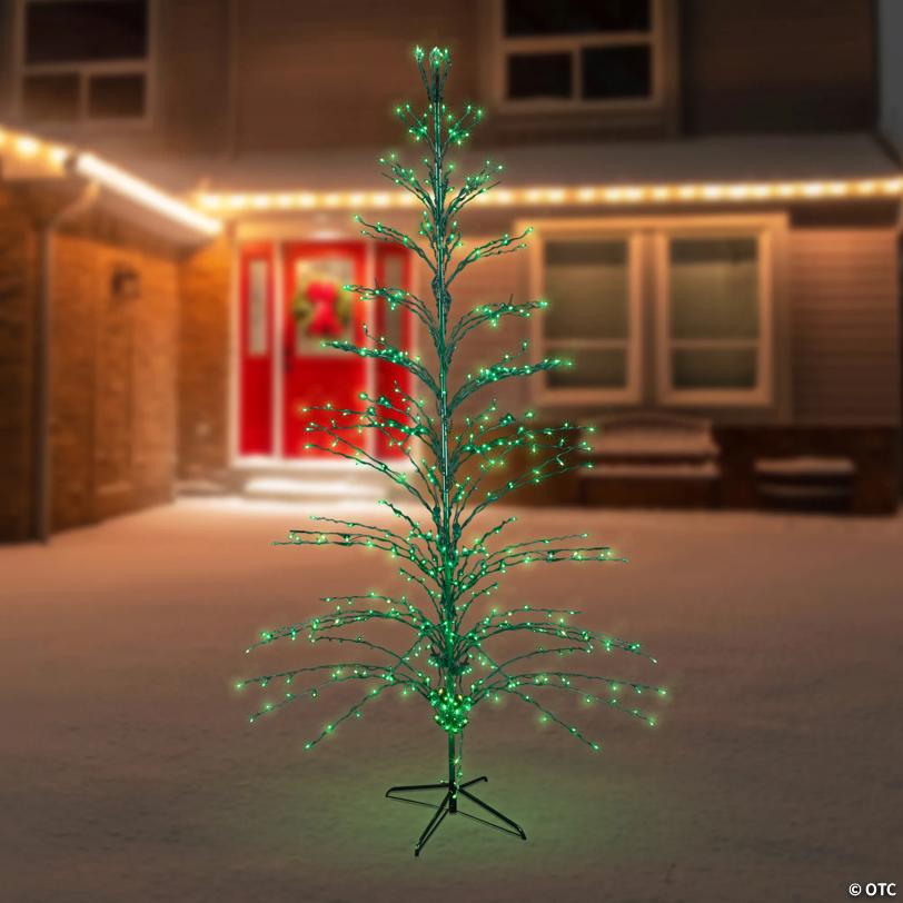 Northlight 9' Black Pre-Lit Artificial Cascade Twig Christmas Tree - Green Lights