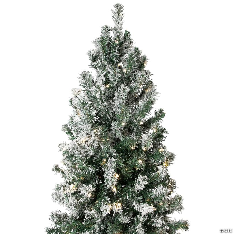 Northlight 9' Pre-Lit Slim Flocked White Pine Artificial Christmas Tree - Warm White LED Lights