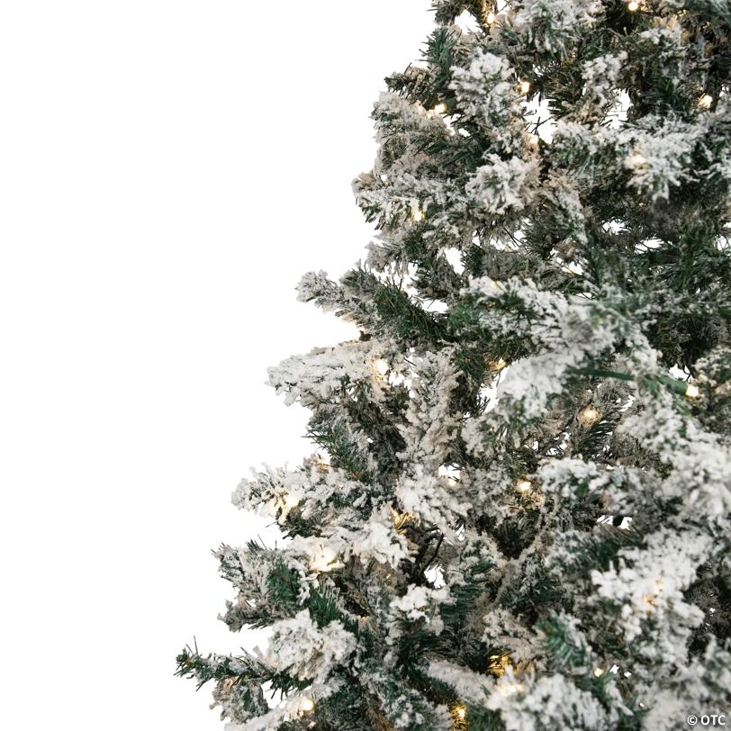 Northlight 9' Pre-Lit Slim Flocked White Pine Artificial Christmas Tree - Warm White LED Lights