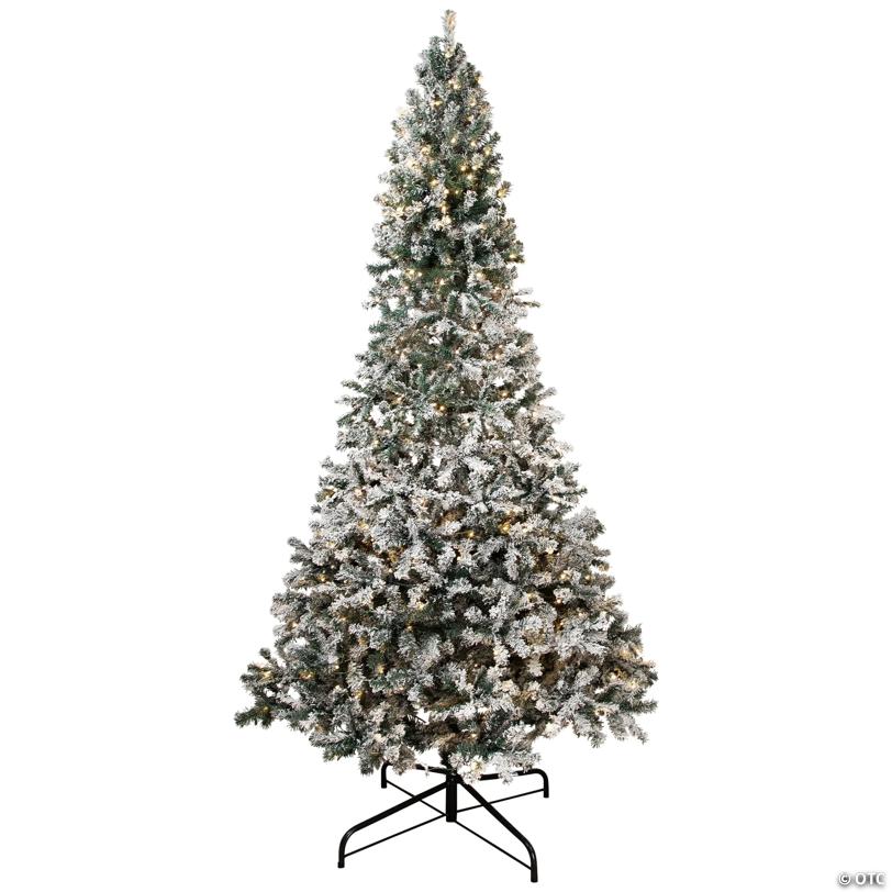 Northlight 9' Pre-Lit Slim Flocked White Pine Artificial Christmas Tree - Warm White LED Lights