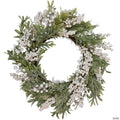 Northlight Artificial Christmas Wreath with Frosted Foliage and Berries  20-Inch  Unlit