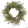 Northlight Artificial Christmas Wreath with Frosted Foliage and Pine Cones  24-Inch  Unlit