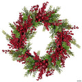 Northlight Artificial Frosted Red Berry and Pine Christmas Wreath  28-Inch  Unlit