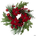 Northlight Artificial Red Berry and Poinsettia Christmas Wreath  22-Inch  Unlit